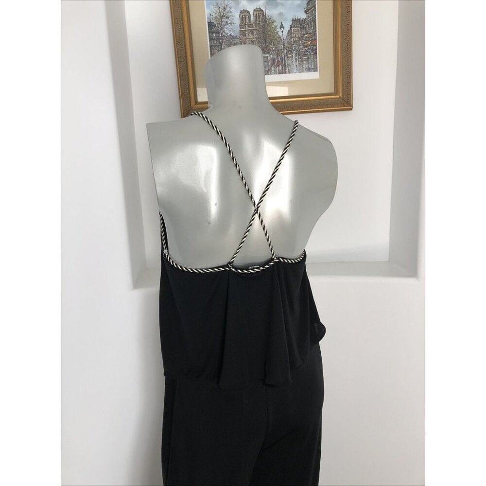 Zara Trafaluc Black Wide Leg Jumpsuit S Open Back Criss Cross Rope Straps - Picture 9 of 14